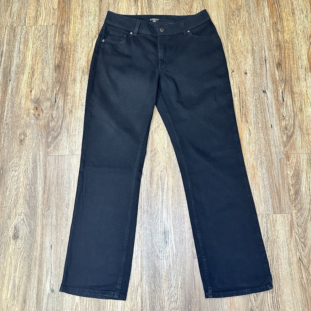 Riders By Lee Womens 14L Black Indigo Jeans Straight Leg Denim Mid Rise
